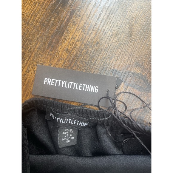 PrettyLittleThing Black Fringe Halter Bodysuit NWT Festival Clubwear Size 4 - Picture 3 of 3